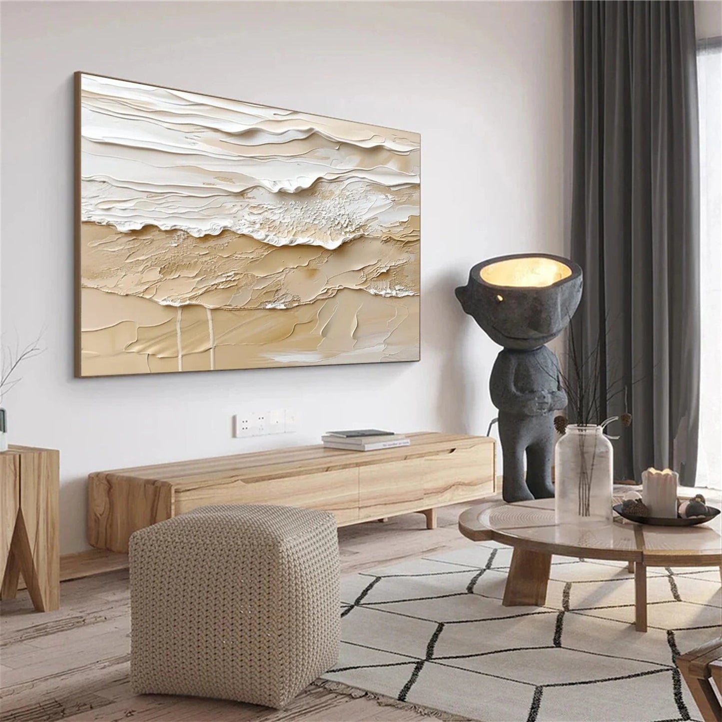 Sand Dune Beige Textured Abstract Painting