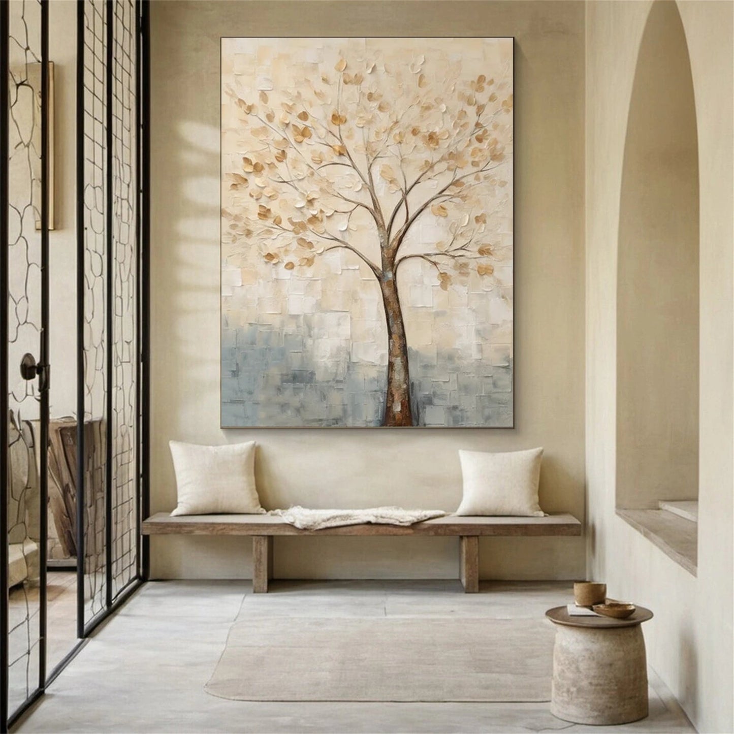 Quiet Ivory Tree Abstract Painting