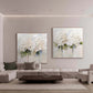Soft Ivory Bloom Abstract Painting (Diptych) Set of 2