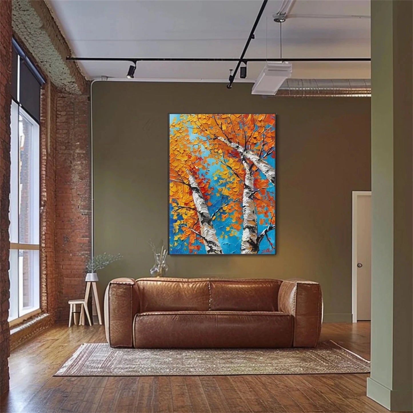 Golden Sky Birch Autumn Painting