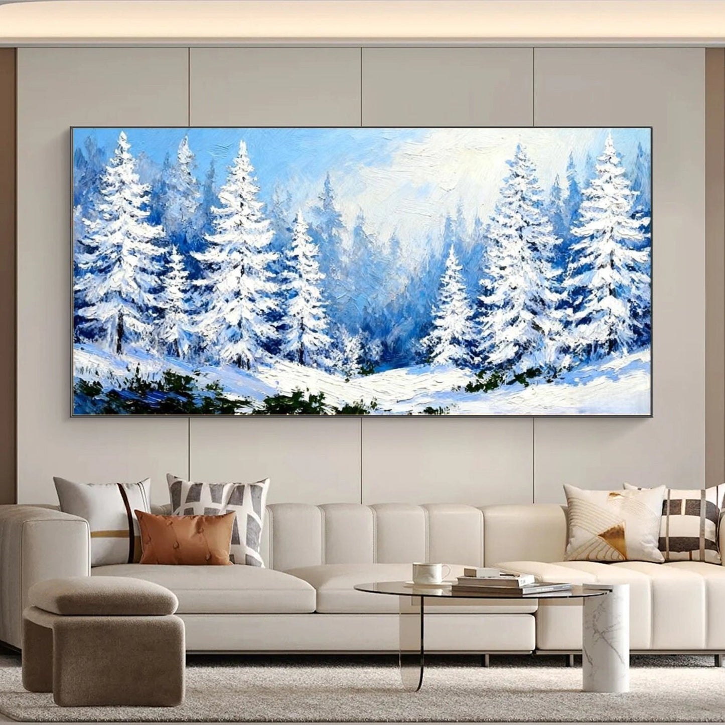 Silent Snowfall Pine Forest Painting