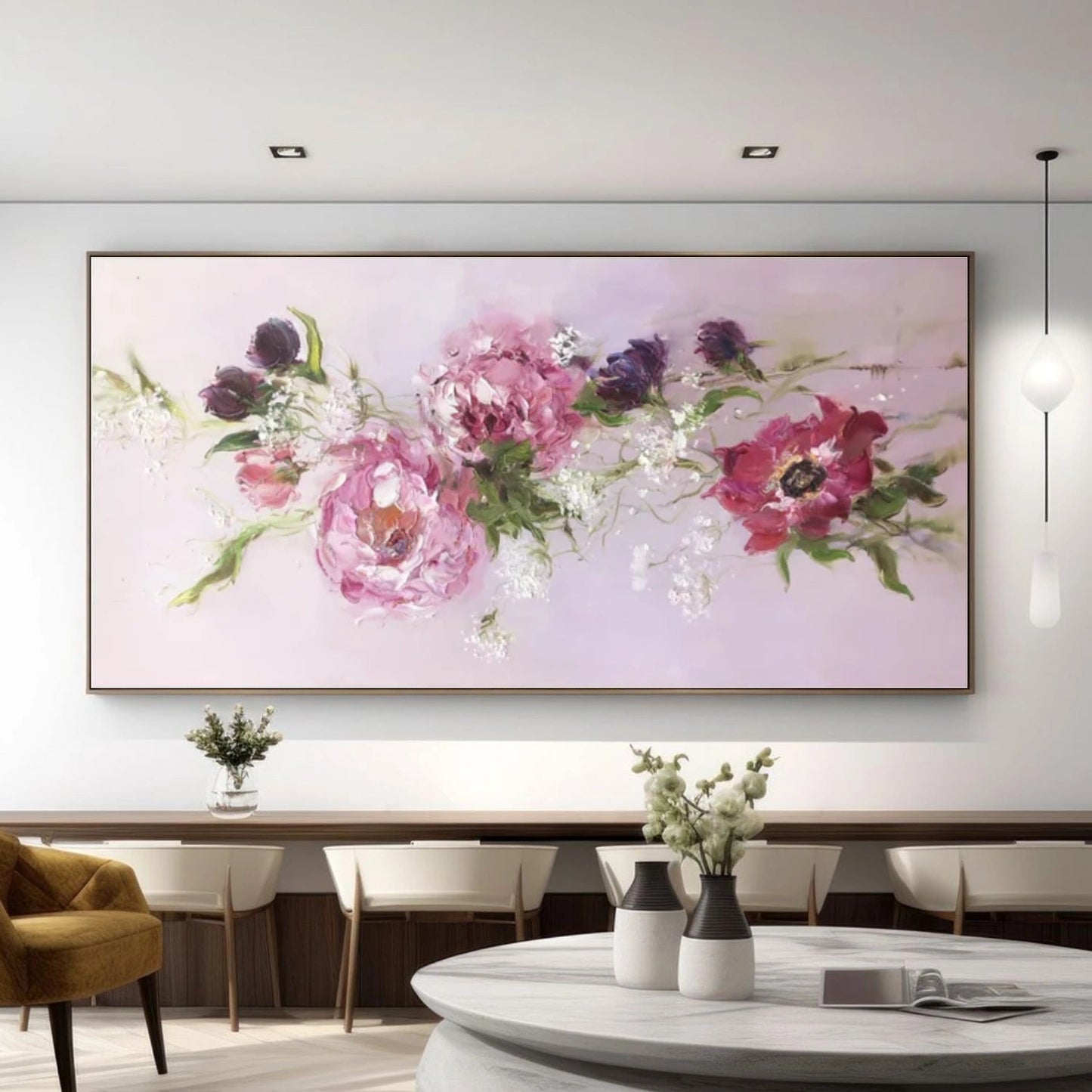 Blush Bloom Garden – Textured Floral Painting