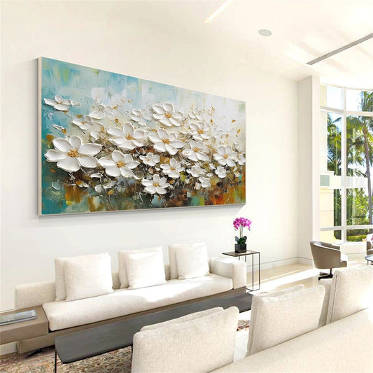 Soft Glow White Floral Abstract Painting