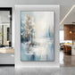 Morning Mist Lakeside Blue Gray Abstract Painting