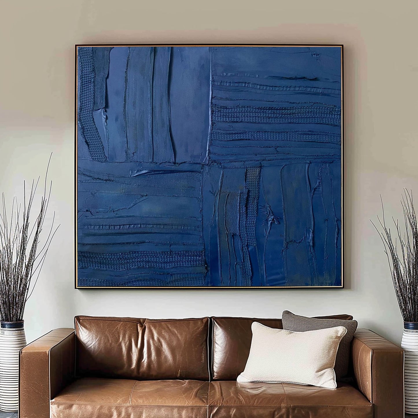 Midnight Indigo Textured Abstract Painting