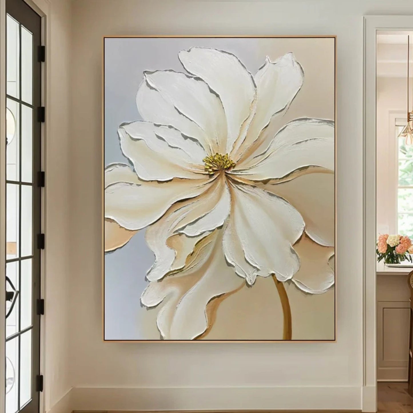 Soft Light White Petal Abstract Painting