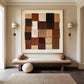 Mocha Patchwork Geometric Abstract Painting