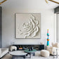 Ivory Bloom White Textured Abstract Painting