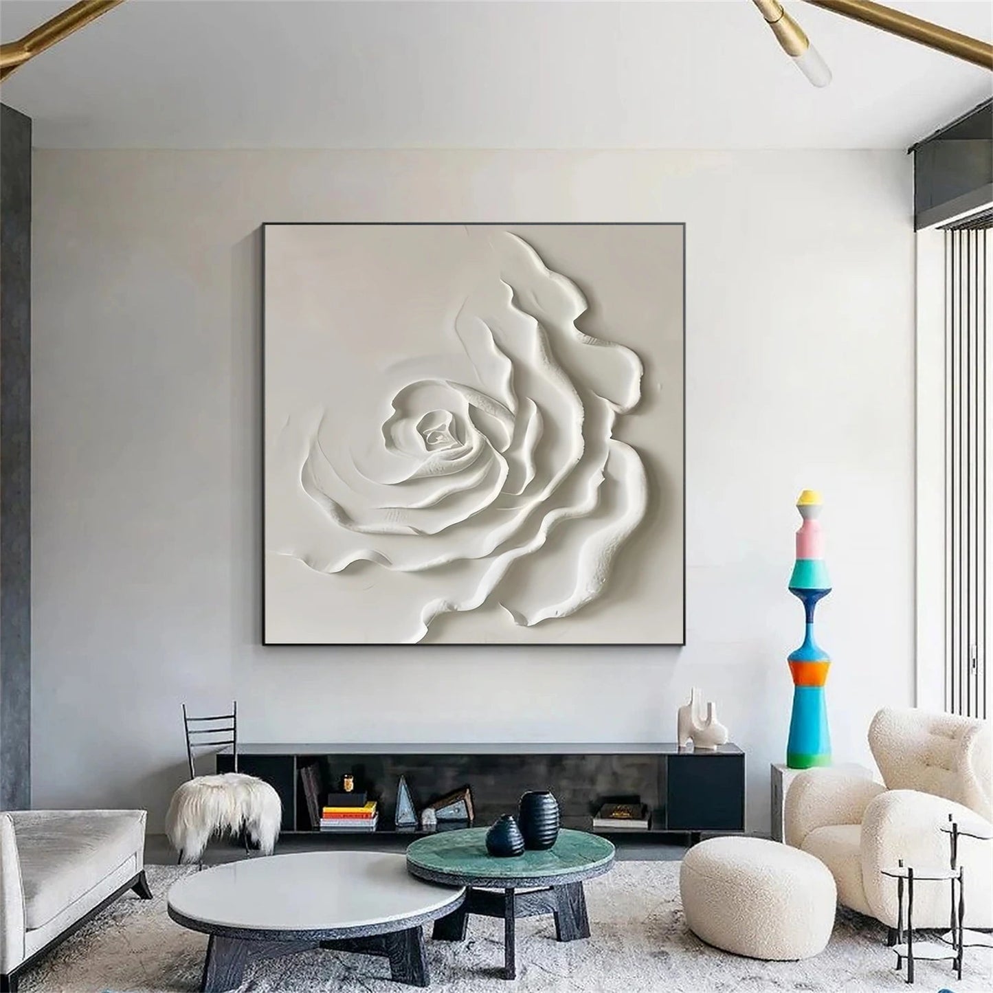Ivory Bloom White Textured Abstract Painting