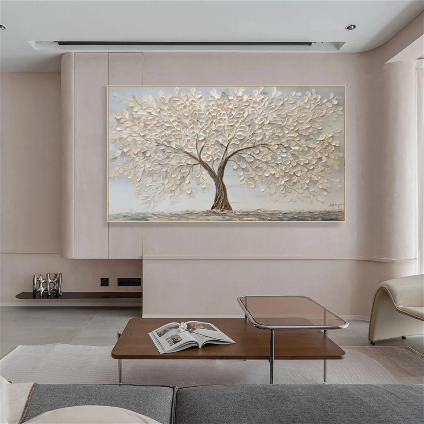 Eternal Ivory Canopy Abstract Painting