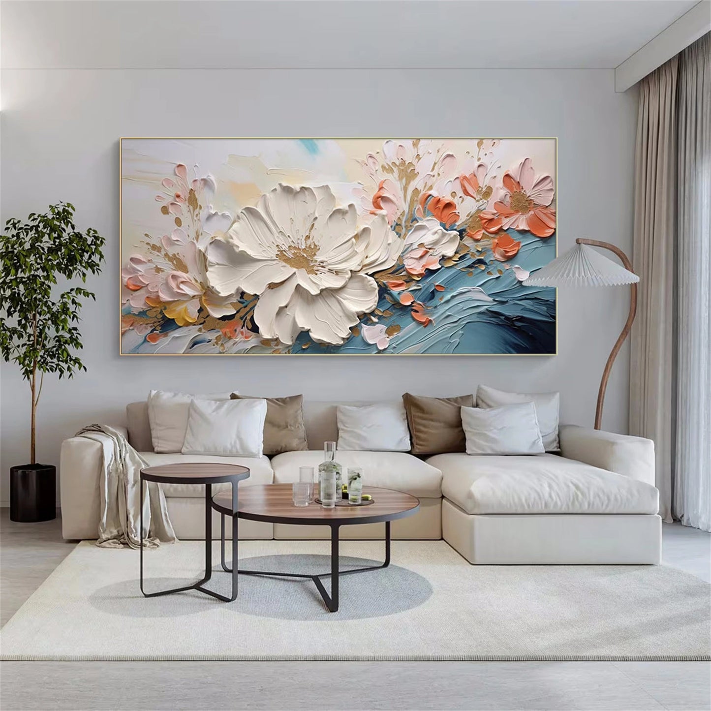 Azure Petal Harmony Floral Abstract Painting