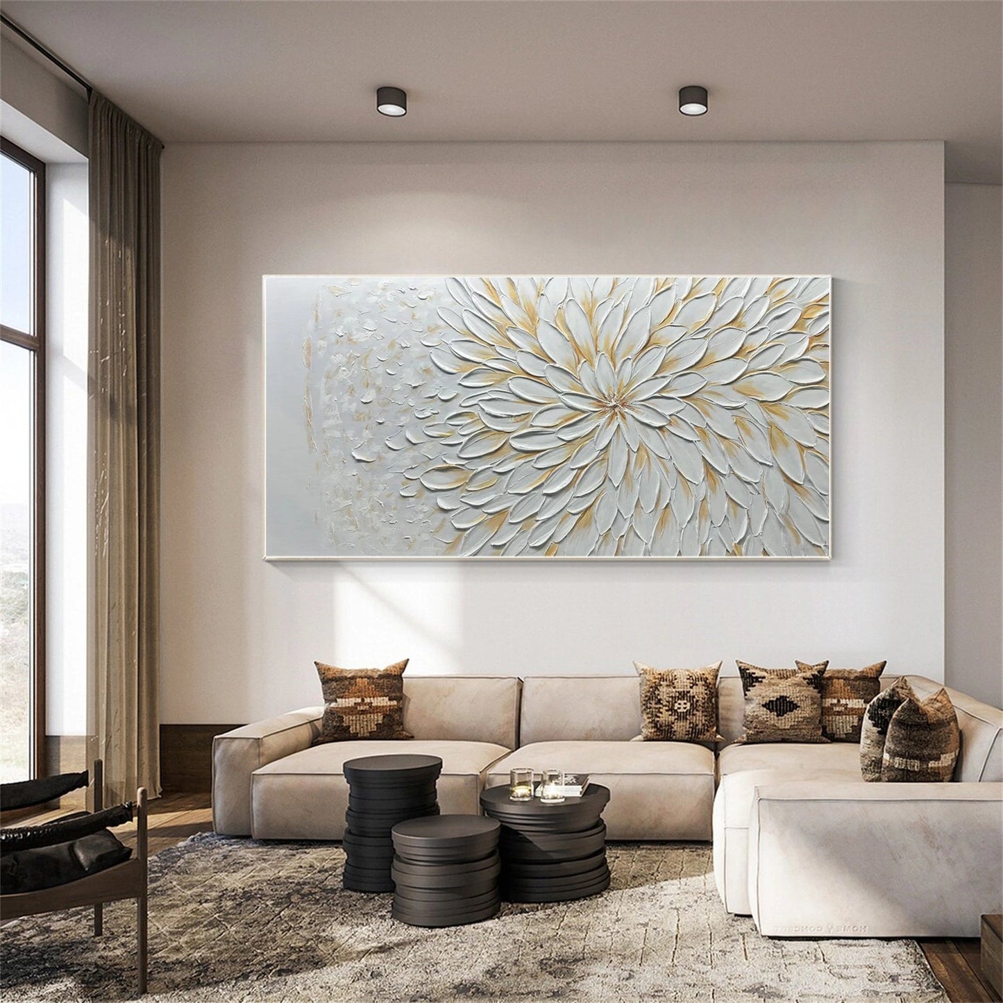 Ivory Radiance Petal Abstract Painting