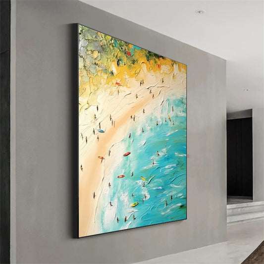 Sunlit Surf-Green Beach Scene Painting
