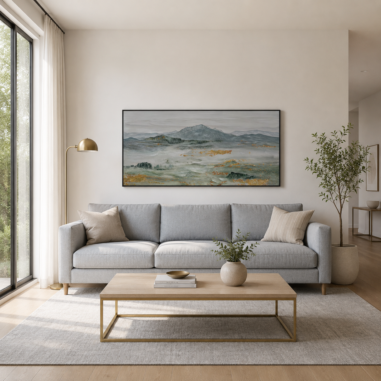 Whispered Peaks Textured Landscape Painting #RHK7