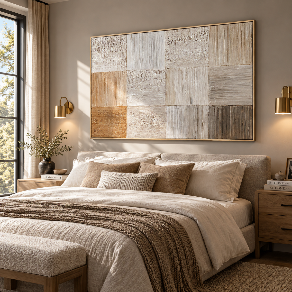 Neutral Texture Grid Minimalist Abstract Wall Art