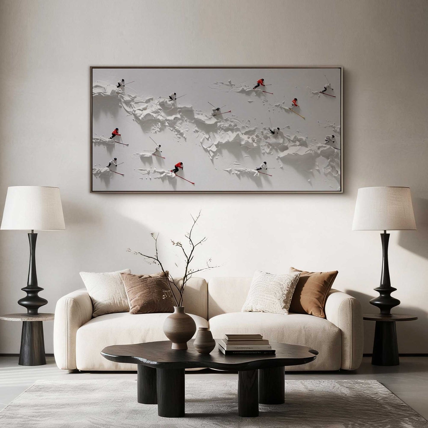 Alpine Skiers 3D Textured Painting