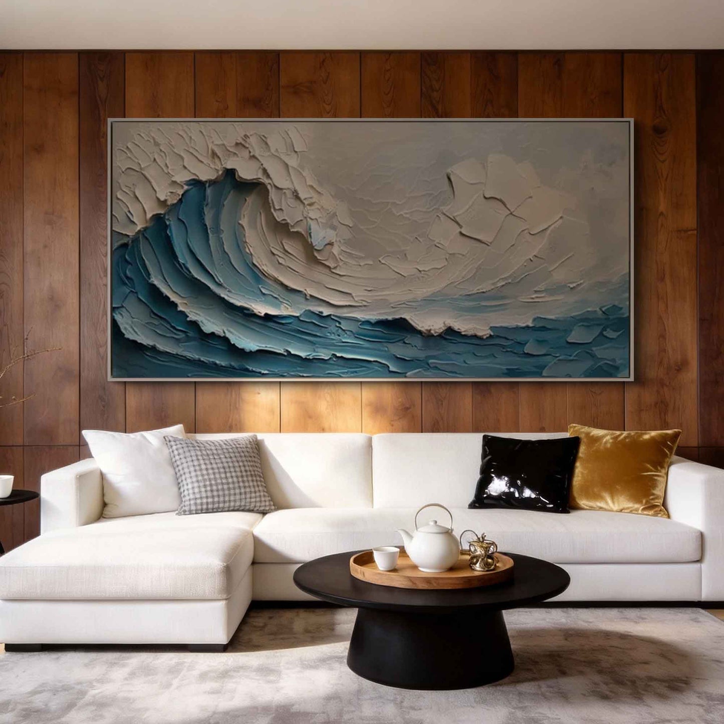 Turquoise Crested Wave Thick Texture Painting