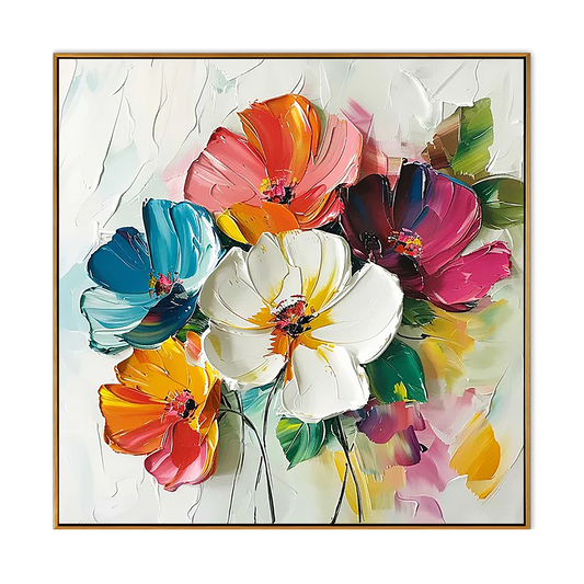 Vibrant Bloom Impasto Floral Oil Painting