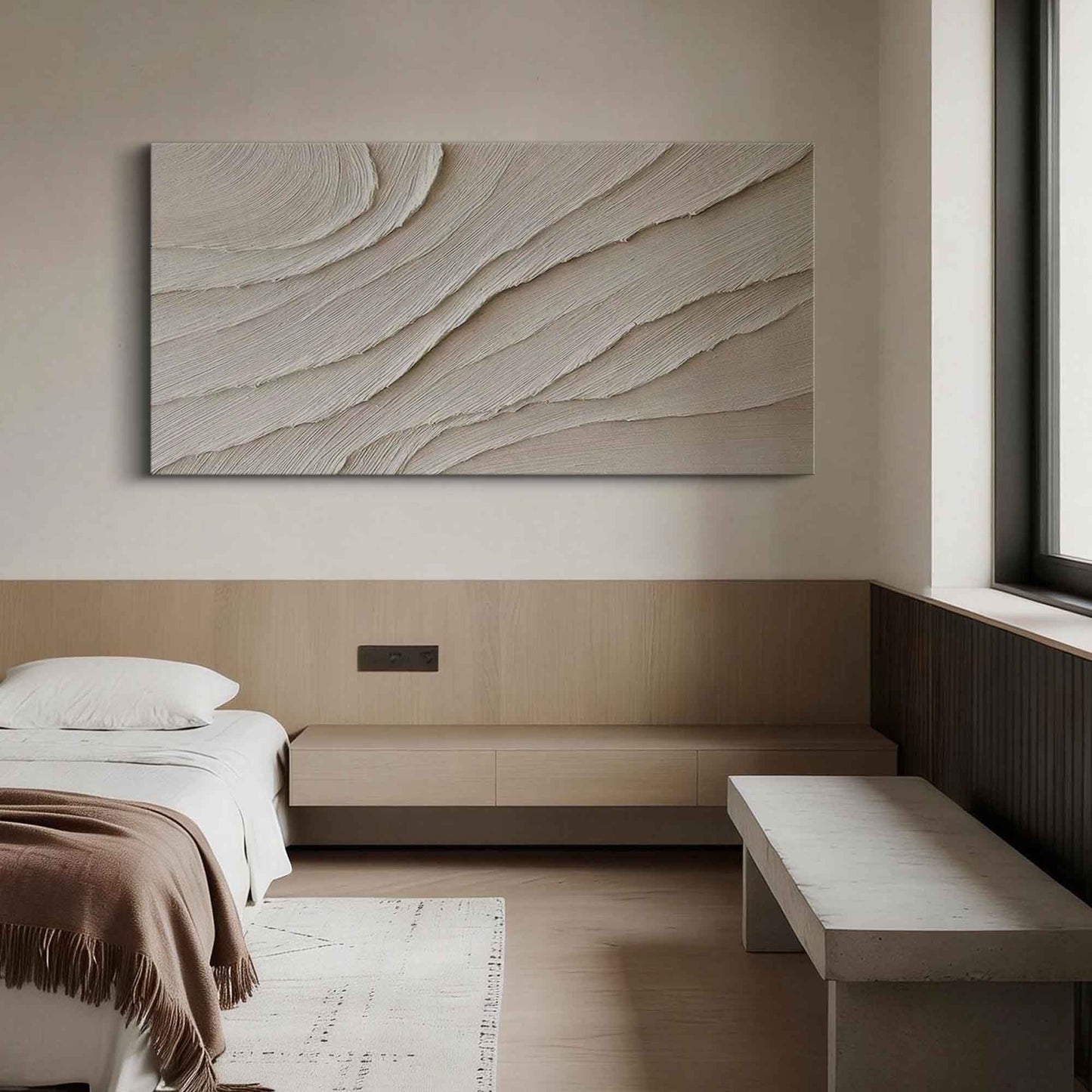 Cream Wave Textured Painting