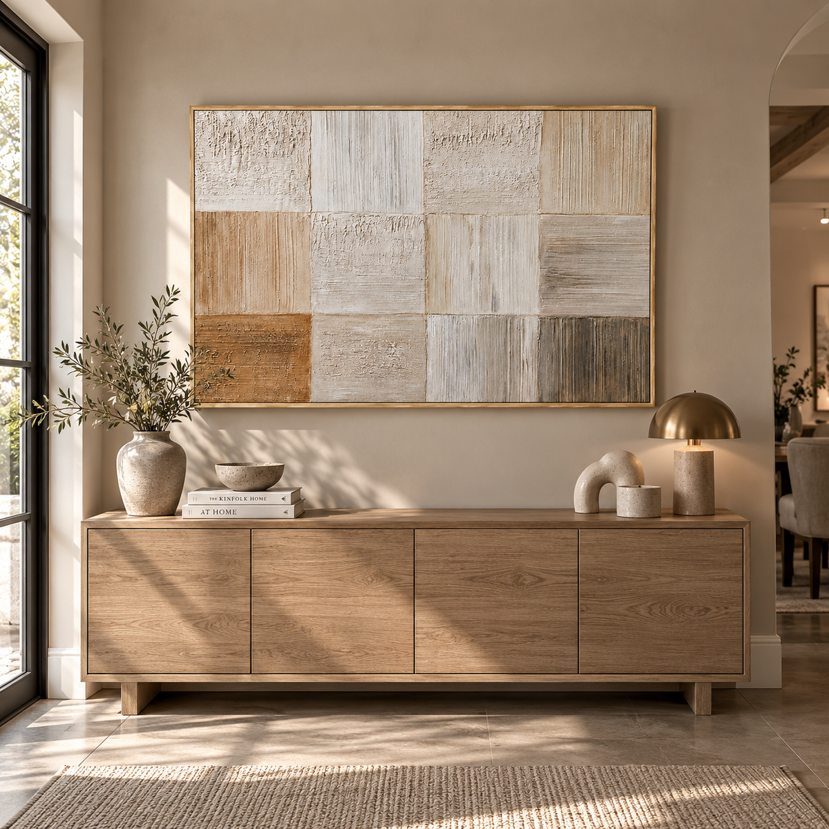 Neutral Texture Grid Minimalist Abstract Wall Art