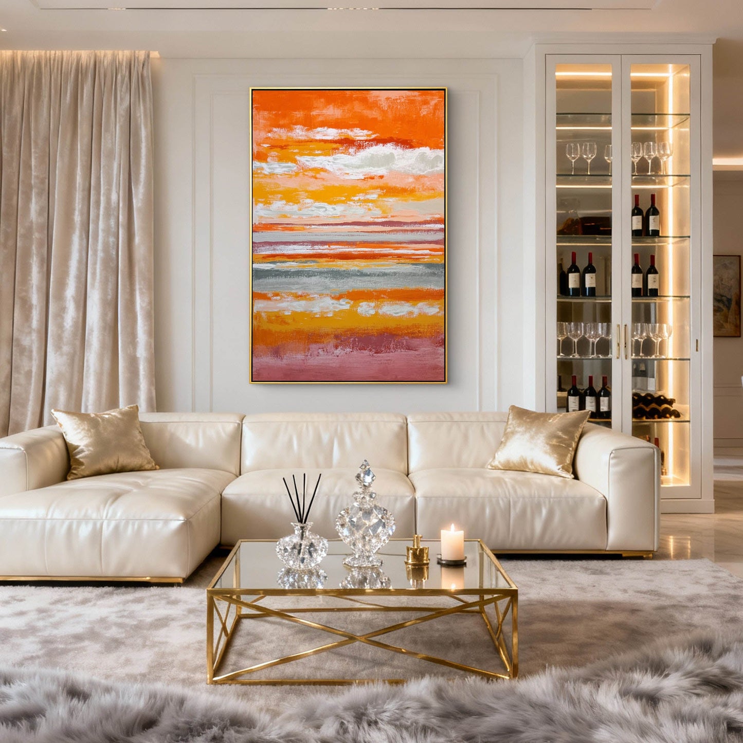 Fiery Sunset Sky Abstract Canvas Art