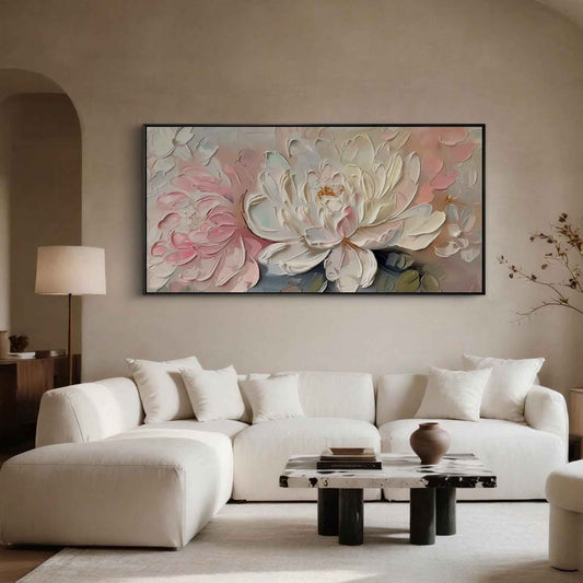Blush Peony Thick Paint Floral Painting