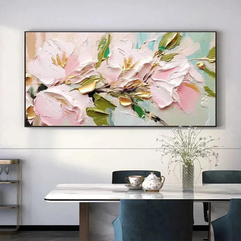 Soft Pink Magnolia Textured Painting