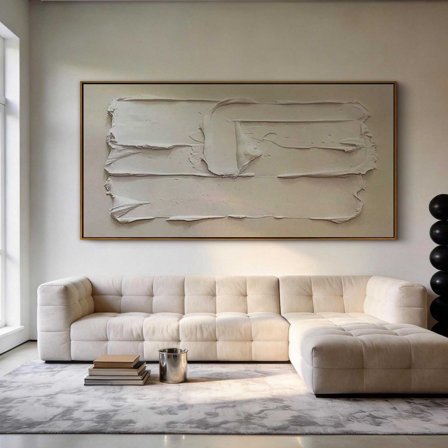 Pure White Thick Texture Abstract Painting