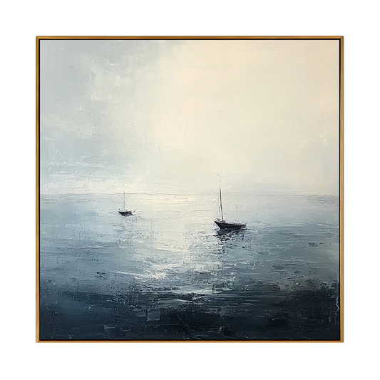 Misty Harbor Sailboat Painting