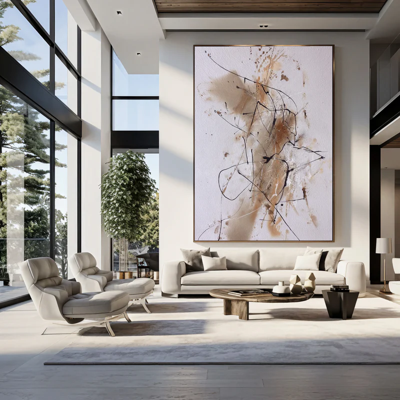 Chaotic Beige Abstract Painting