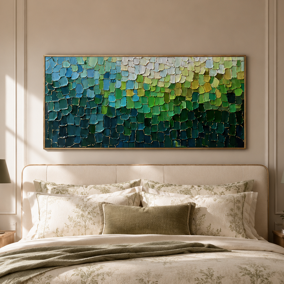Emerald Mosaic Textured Abstract Painting #RIS2 (314)