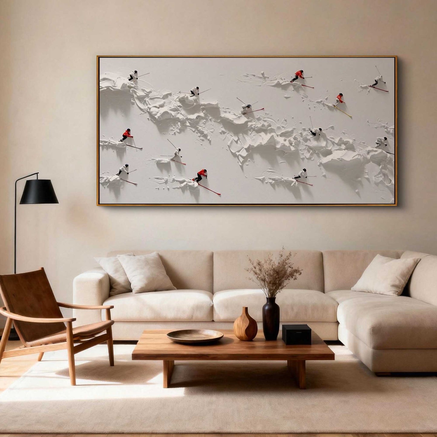 Alpine Skiers 3D Textured Painting