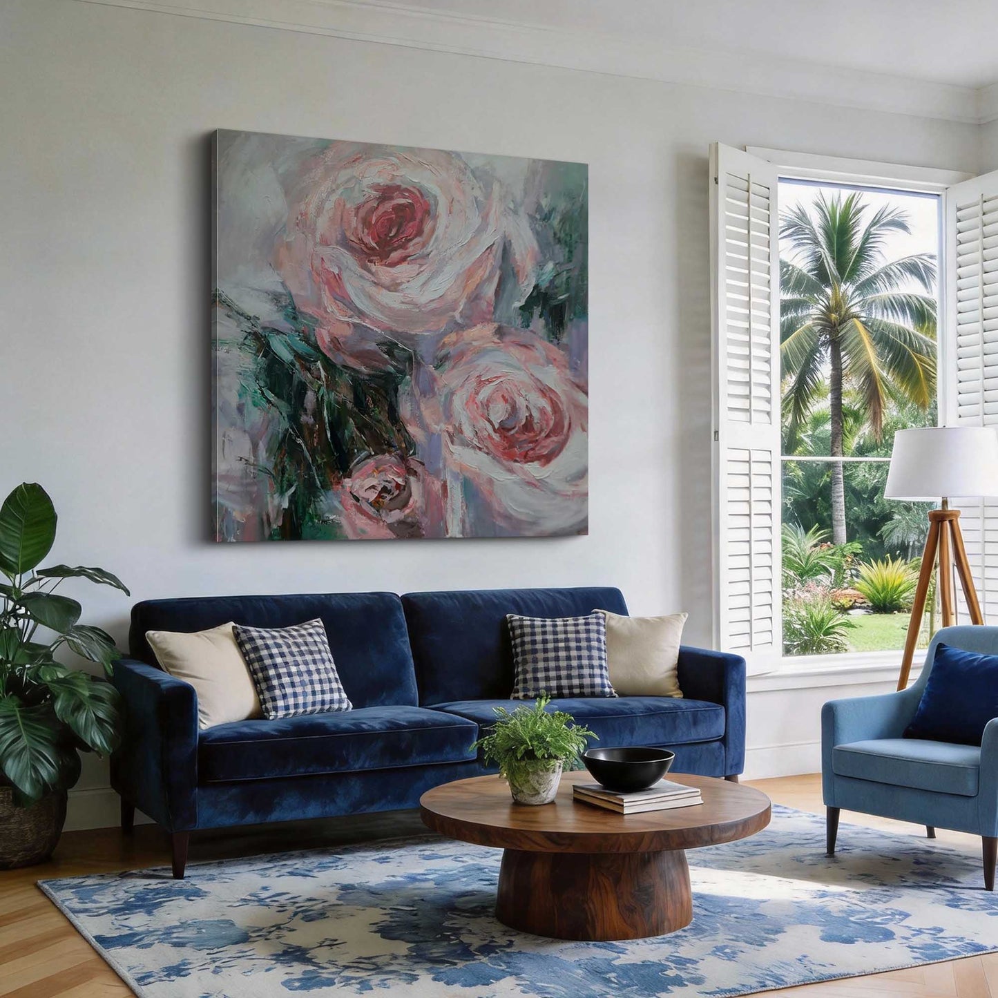 Blush Rose Impasto Floral Painting