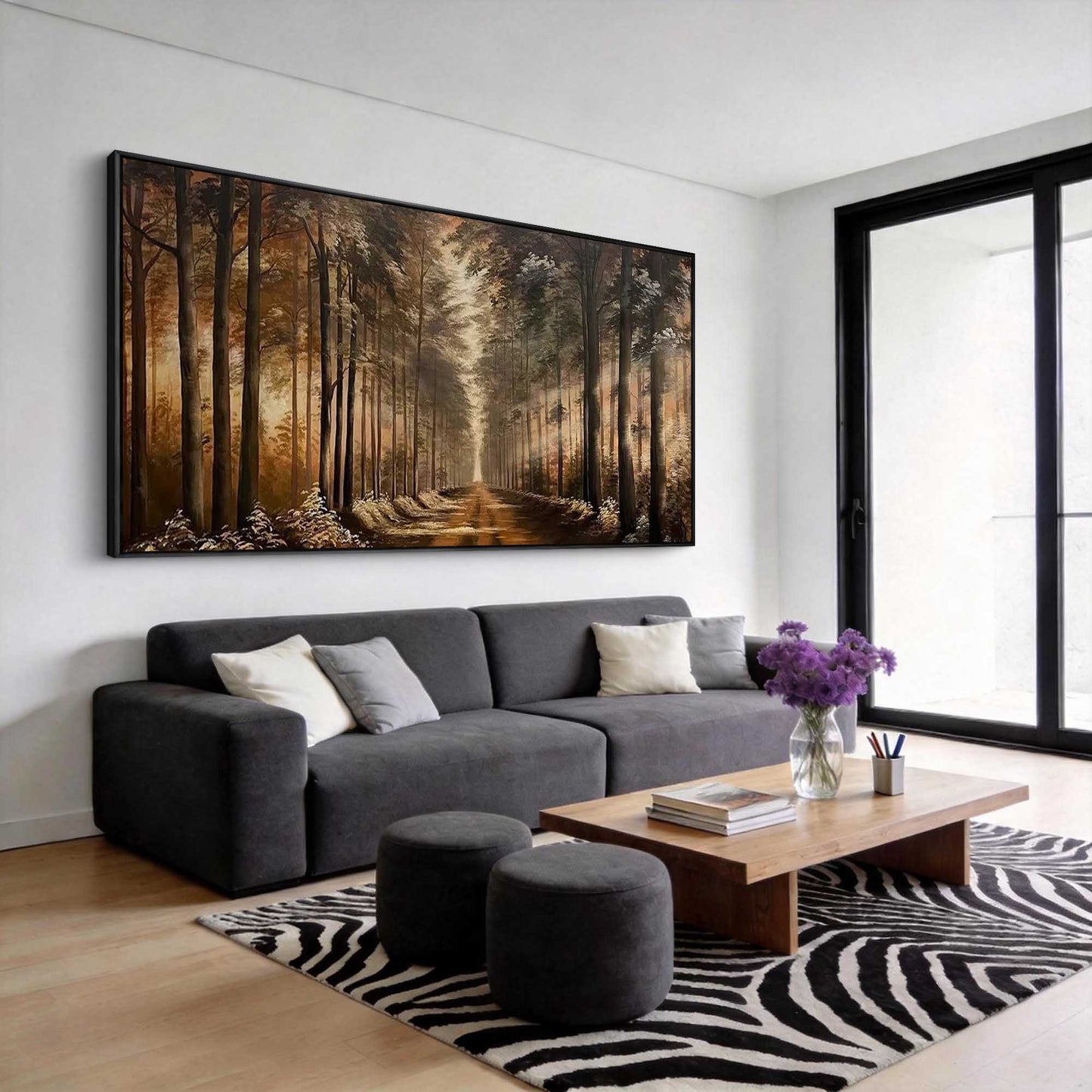 Golden Hour Forest Path Painting