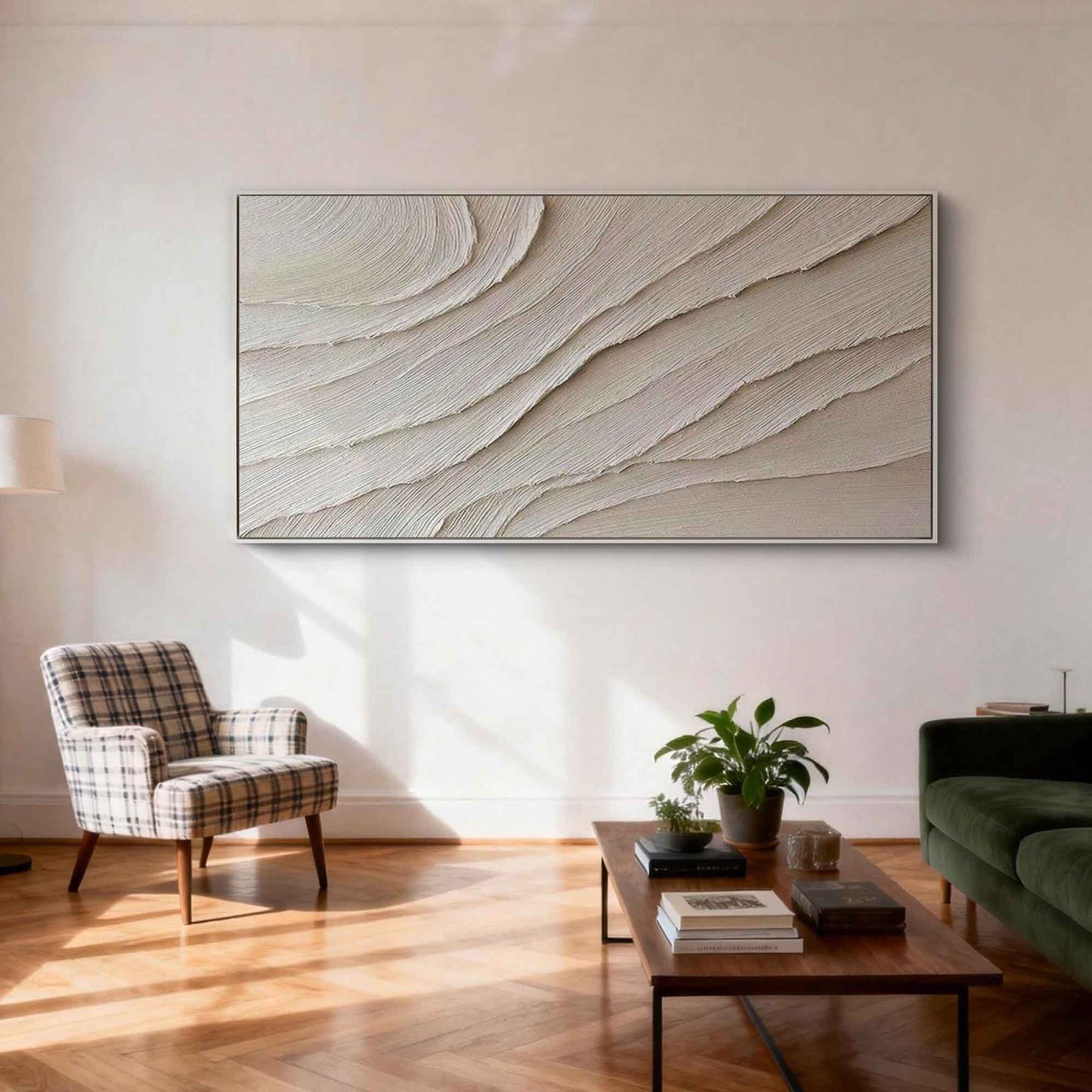Cream Wave Textured Painting