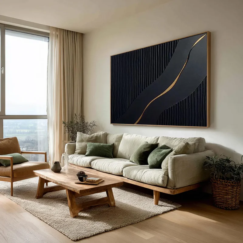 Black Minimalist Textured Painting