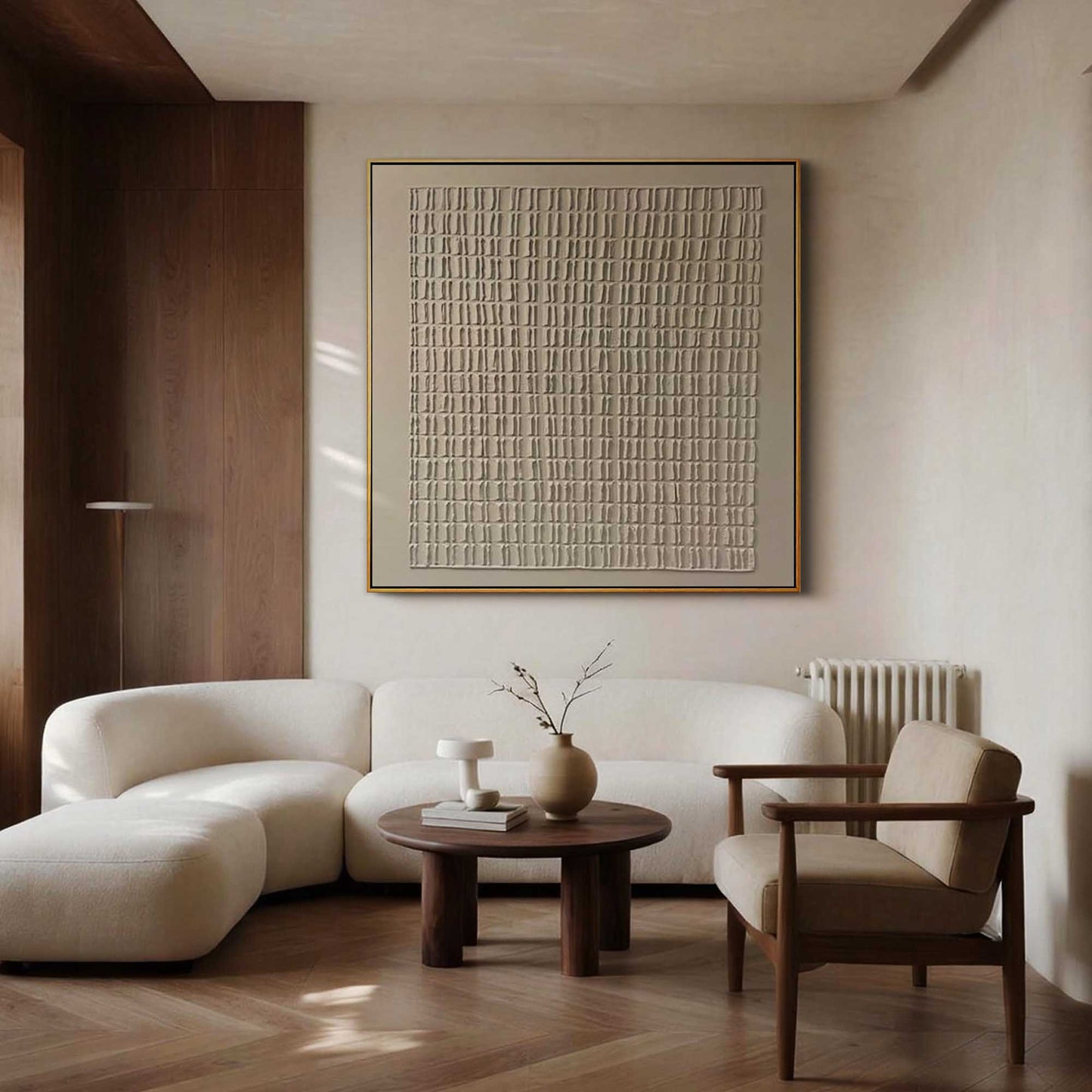 Neutral Grid Minimalist Painting