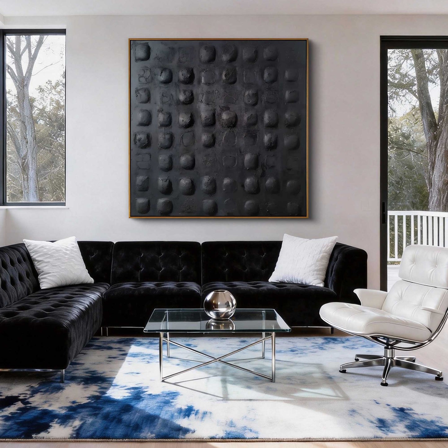 Charcoal 3D Dots Abstract Painting