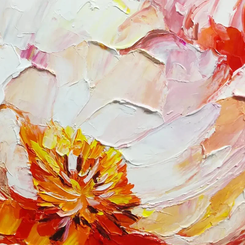 Orange Peony Textured Painting