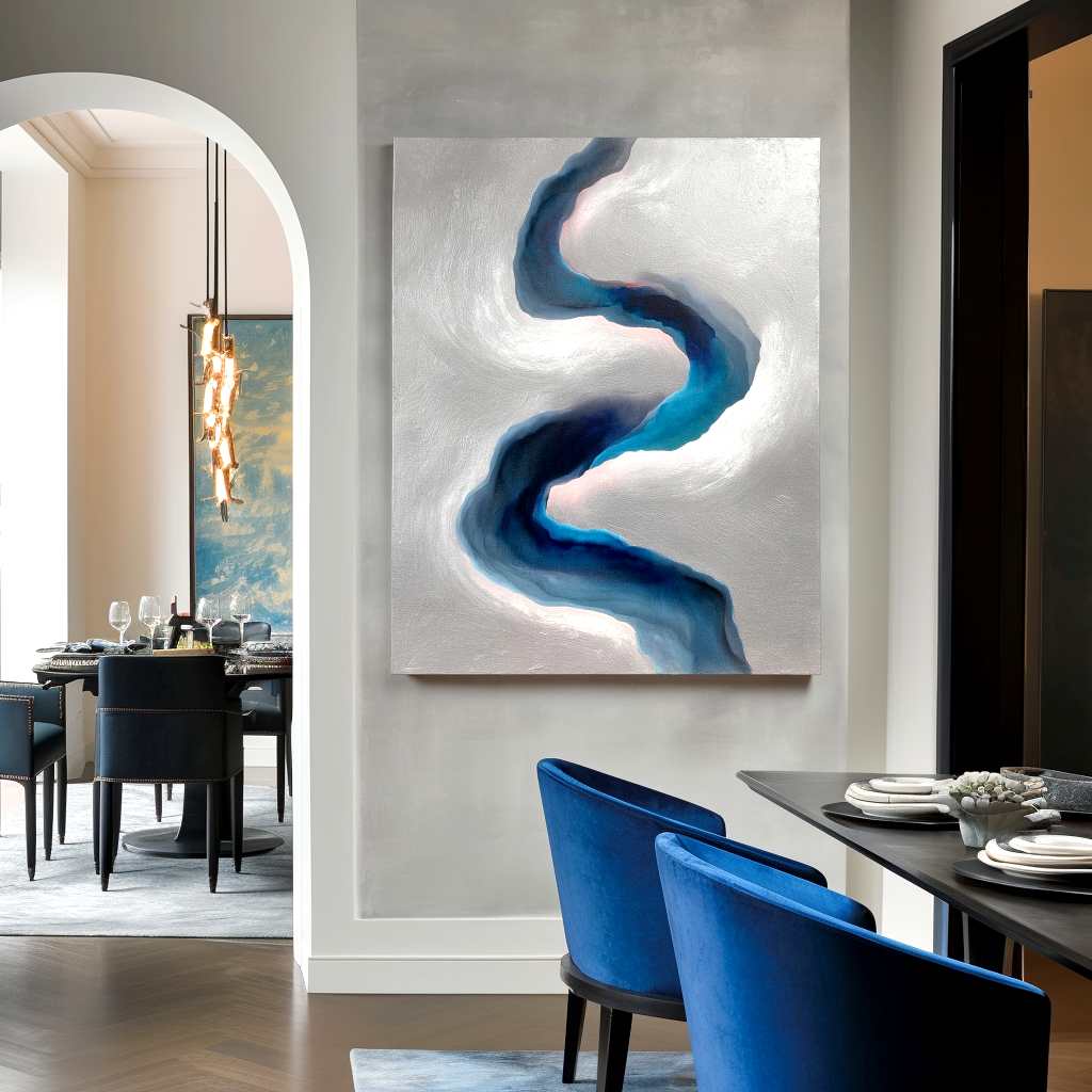 Blue Abstract Fluid Painting #ART45