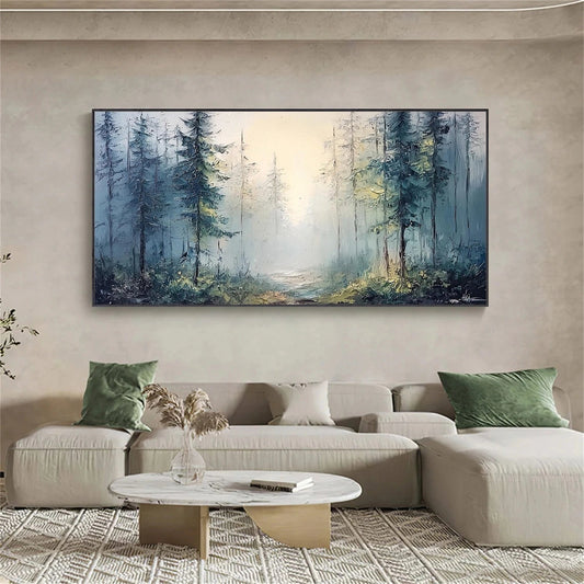 Whispering Blue Mist Forest Painting