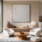 White Grid Textured Minimalist Painting