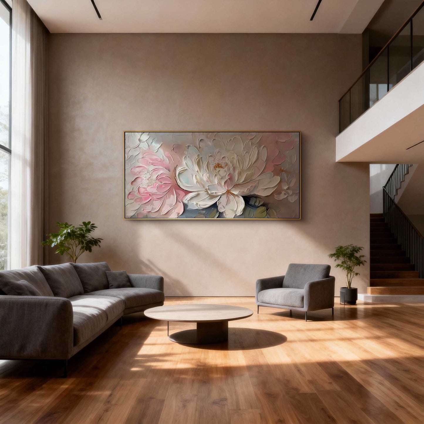 Blush Peony Thick Paint Floral Painting