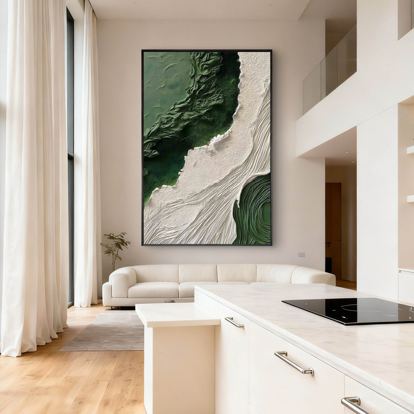 Emerald Coastline Wabi Sabi Canvas Art