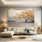 Golden Harmony Textured Tree Painting