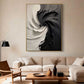 Monochrome Vortex 3D Impasto Abstract Painting