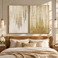 Gilded Cascade White-Gold Diptych Painting