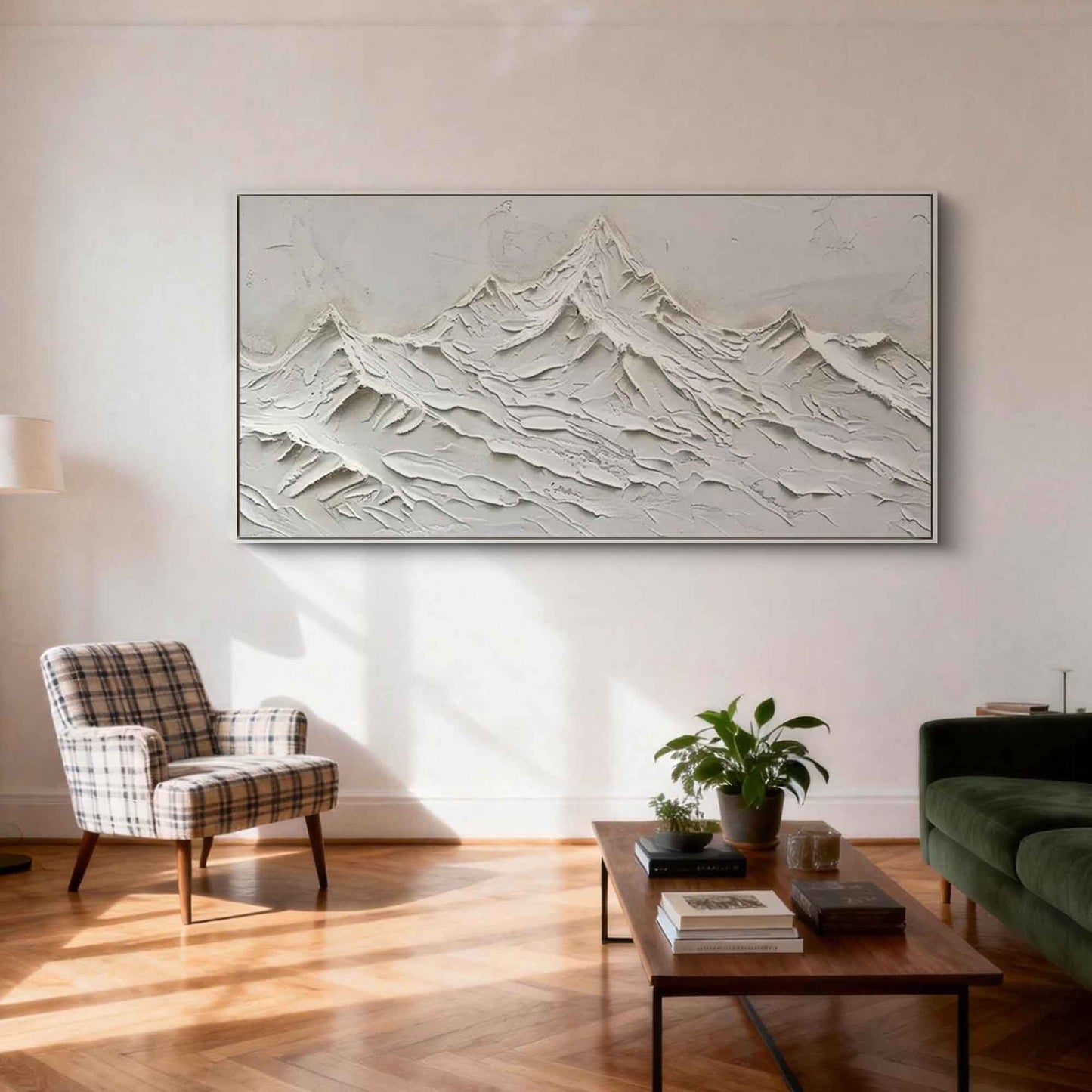 White Summit Textured Mountain Painting