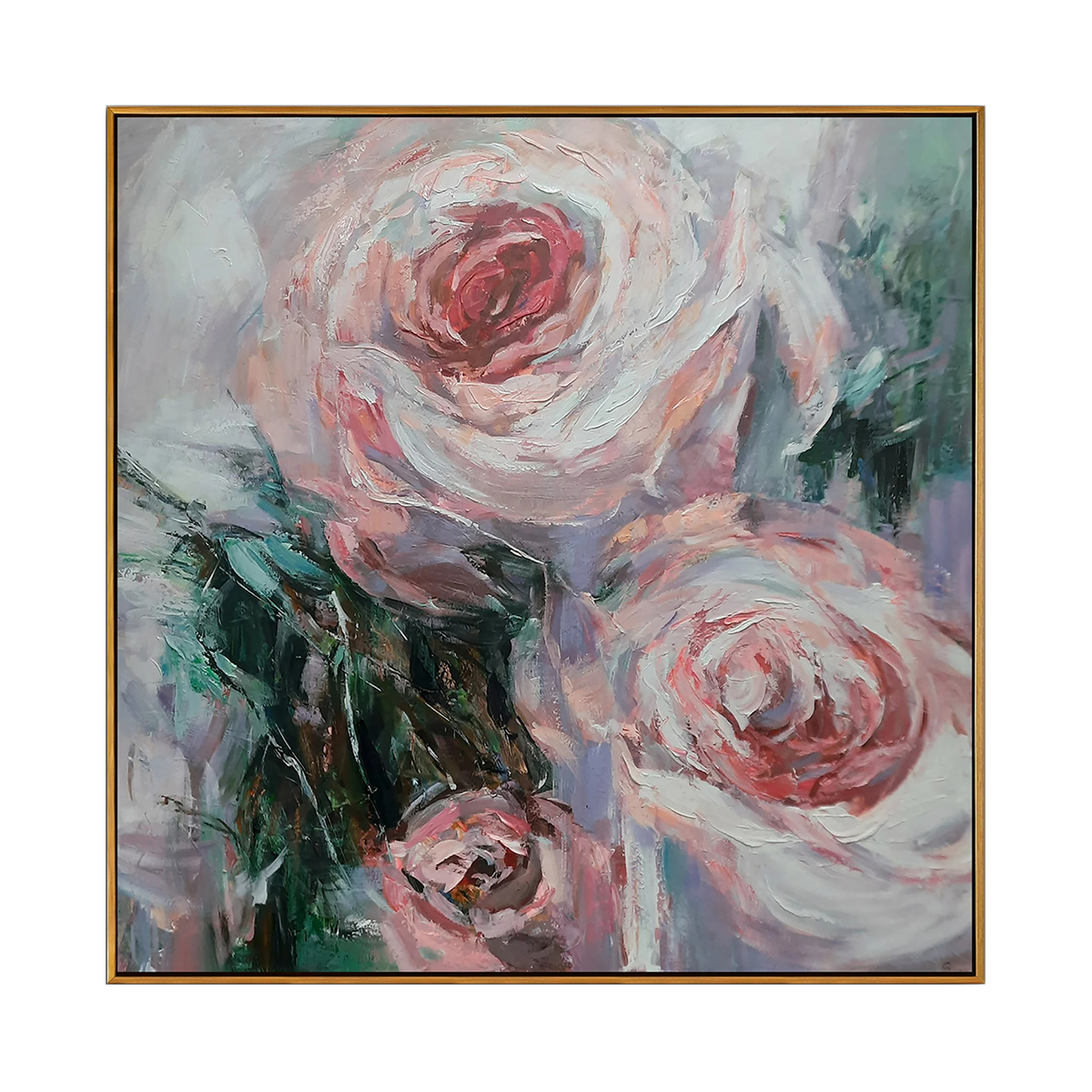 Blush Rose Impasto Floral Painting
