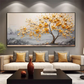 Golden Harmony Textured Tree Painting